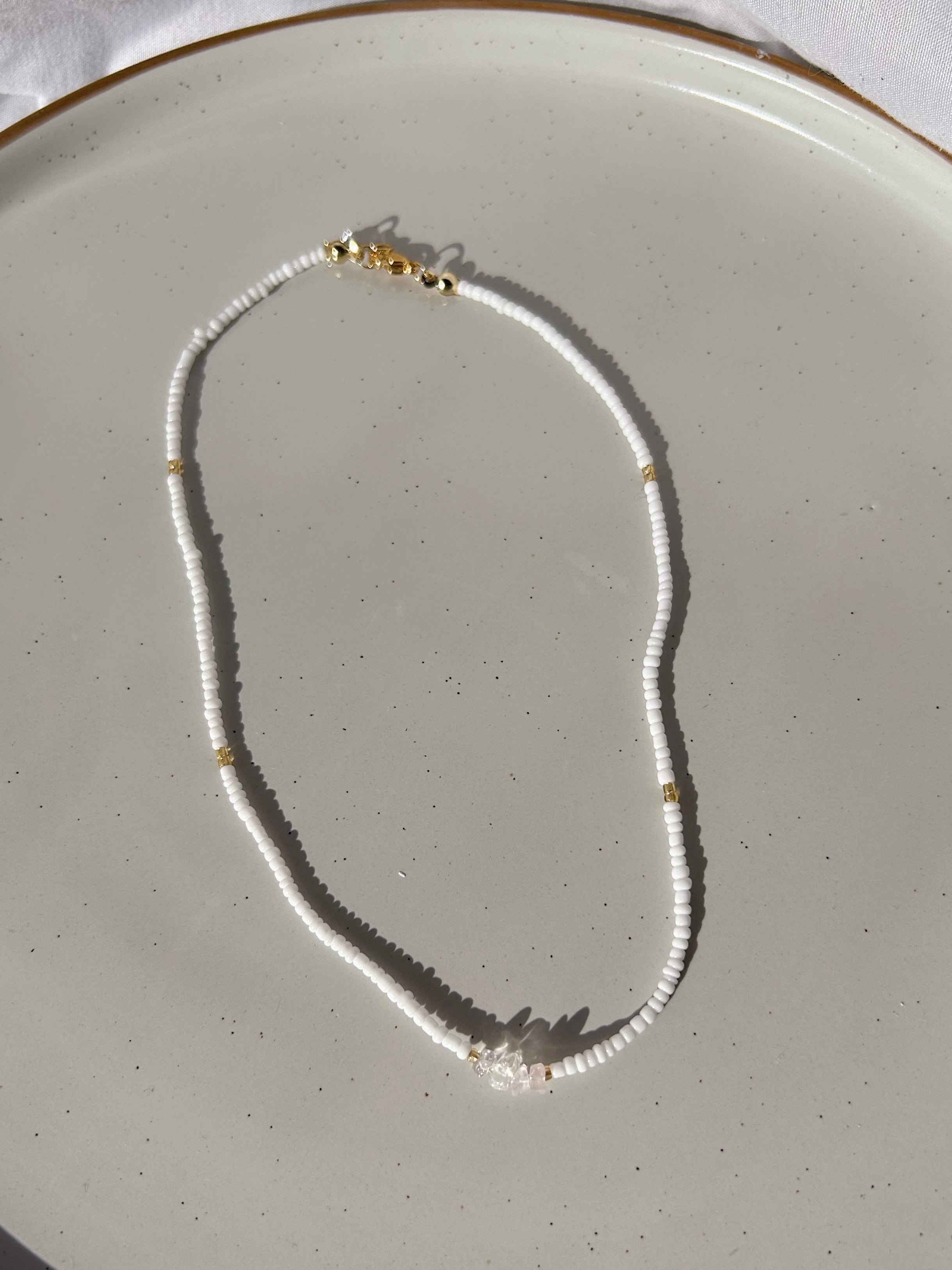 Jewel Pink Gemstone Necklace Gold