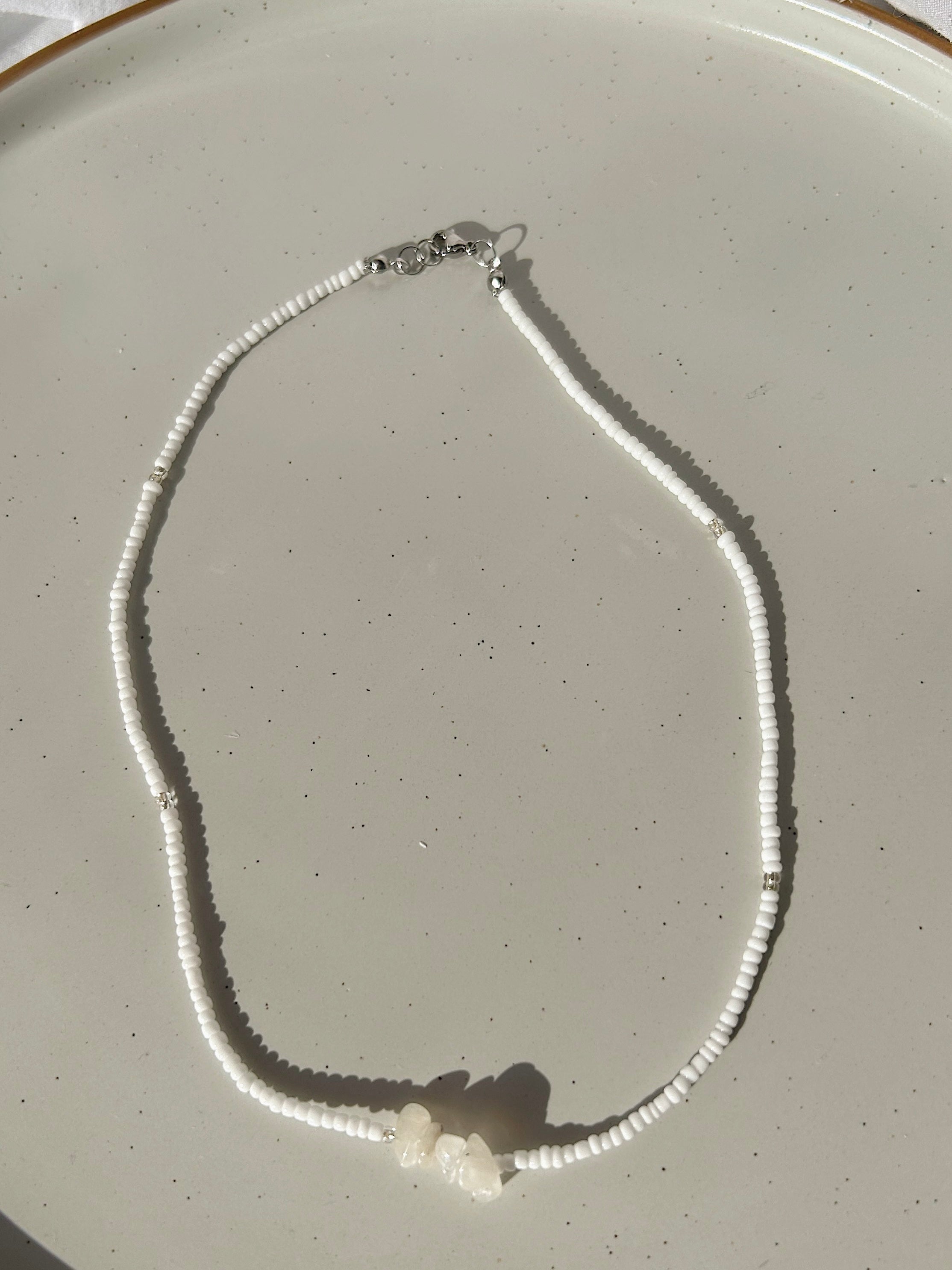 Jewel White Gemstone Necklace Silver