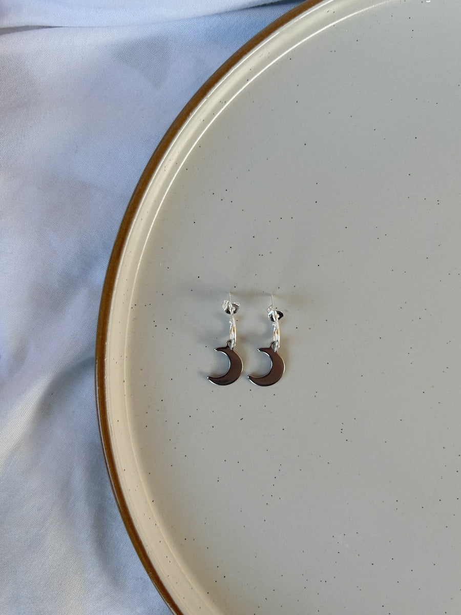Nova Half Moon Earrings Silver